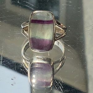 RAINBOW FLUORITE 925 STERLING SILVER RING, SIZE 7